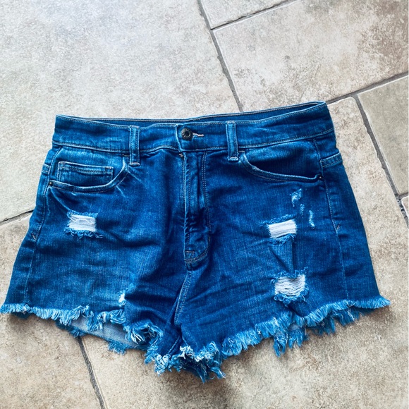 Sneak Peek Medium Distressed Hi Rise Cut-Off Jean Shorts - Picture 1 of 5